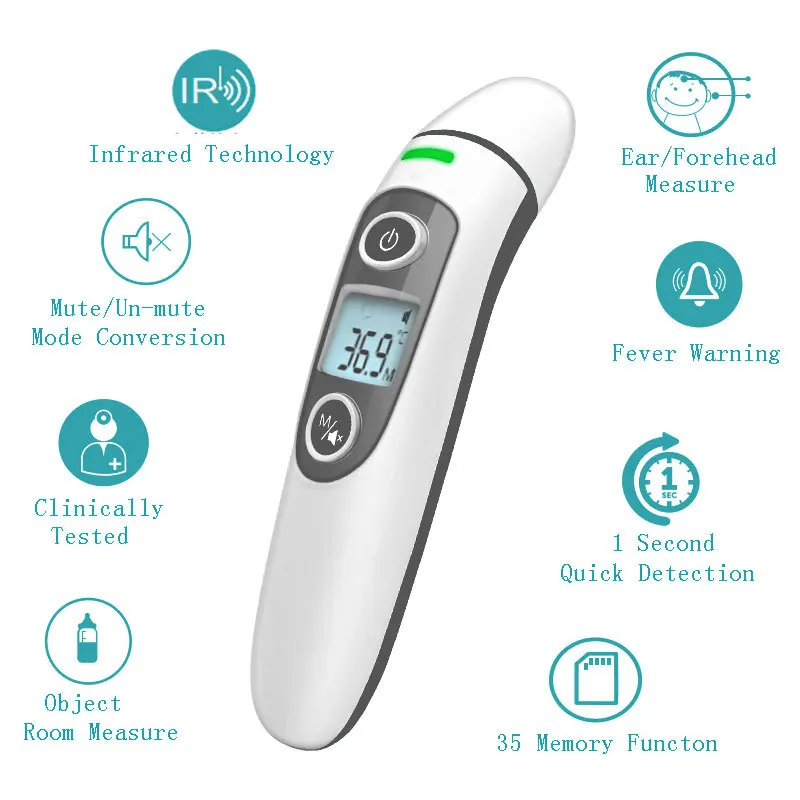 Baby Digital Thermometer Infrared Non-Contact Body Measurement IR LCD Kids Forehead Ear Mom Baby Care Fever Termometro free ship
