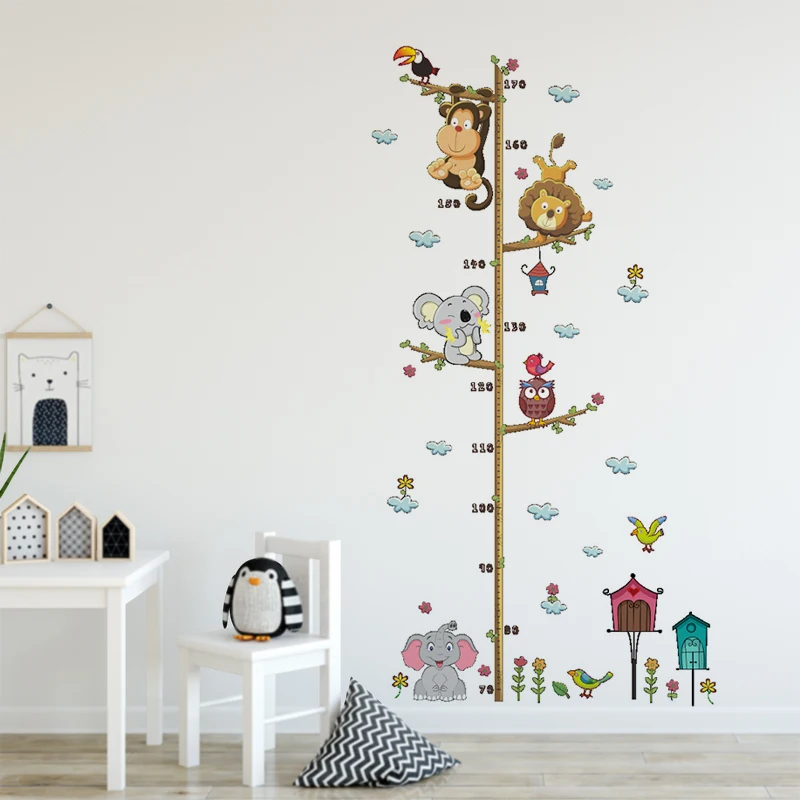 Growth Chart For Kids Wall Stickers Animals Jungle  Room Decor Height Ruler Meas 