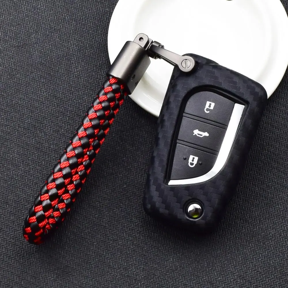 УГЛЕРОДНЫЙ силиконовый чехол для ключей от машины Toyota Yaris Reiz Carola Rav4 2 3 кнопки