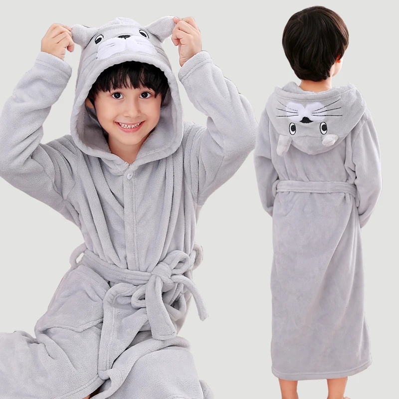 Mickey Cartoon Bathrobe Dressing Gown Hooded Pyjamas Pjs Pajamas Soft Kids Girls