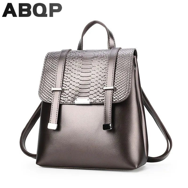 ABQP mochilas de piel para mujer, morral escolar de oro de lujo, para