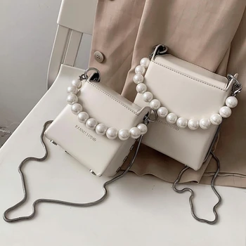 

Pearl Design Mini Bags For Women 2020 Square Box Crossbody Bag Chain Fashion Shoulder Bags Summer Handbags Purse Female