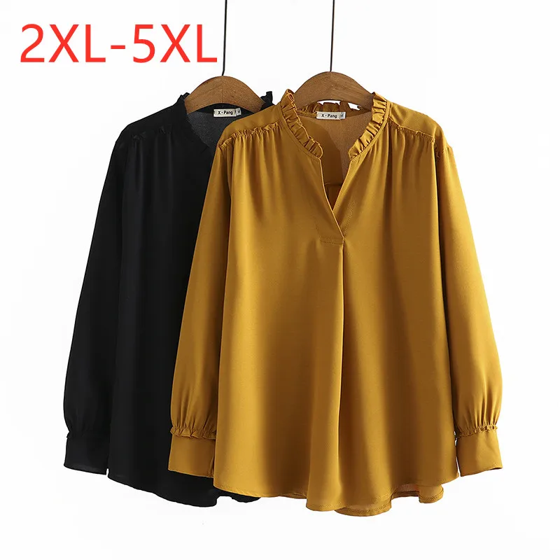 

Женская свободная тонкая рубашка с V-образным вырезом и длинным рукавом