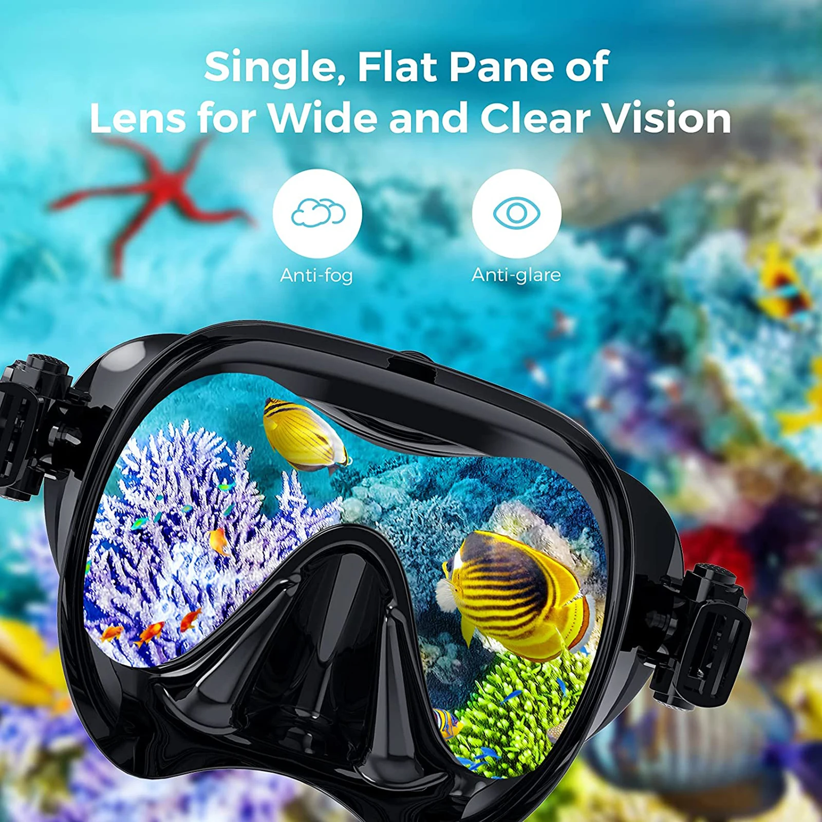 Diving Goggles-Snorkel Goggles Mask Set with Dry Snorkel Mount for Gopro