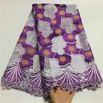 

2020 Newest African Guipure Cord Lace Fabric High Quality French Water Soluble Cord Lace Fabric With Stones For Nigerian Dress