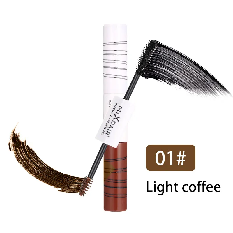 01 light brown MIXDAIR тушь для ресниц для наращивания объема черная густая Удлиняющая кисть для ресниц гель для бровей Косметика для глаз двойного назначения водостойкая - Цвет: 01 light brown