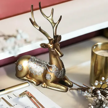

A Pair of Elk Decorations Home Creative Decorations Living Room TV Wine Cabinet Decorations Handicraft Decoration Sculpture
