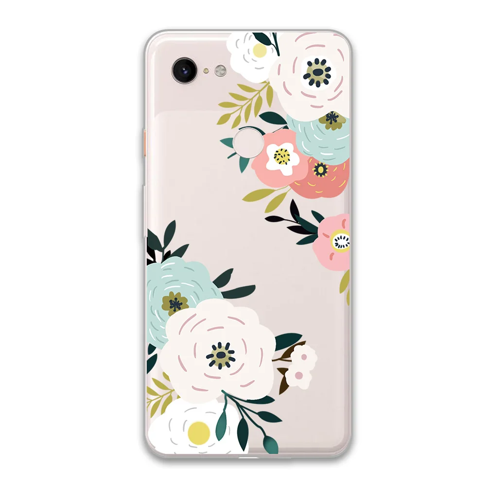 Floral Flower Case For Google Pixel 4 5 3 2 XL Cover for Pixel 3a 4a XL 5G Soft Silicone TPU Shockproof Protect Phone Back Funda