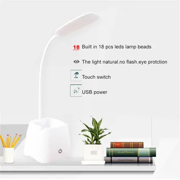 

LED Touch On/off Switch 3 Modes Desk Lamp 6800K Eye Protection Desk Light Dimmer USB Charging Table Lamp Clip Pen Holder Desk