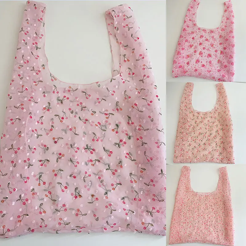 

Tote Bag Casual Fruit Bag Handbag Shopping Bag Large-capacity Grocery Bag Reusable Pouch Travel Storage Folding Eco Bag