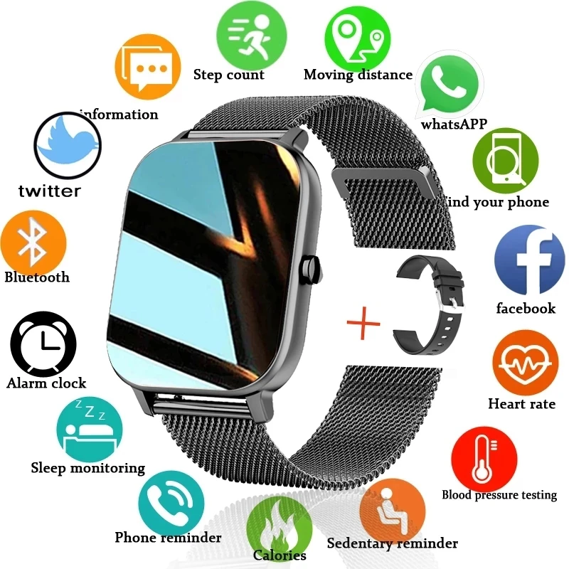 LIGE 2021 New Full touch screen Smart Watch Woman Sport Heart Rate Monitor Waterproof Fitness Smart Watches Men Women Smartwatch