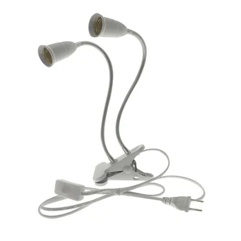 

EU US Plug 360 Degrees Flexible Desk Lamp Holder E27 Base Light Socket Gooseneck Clip-On Cable With On off Switch for home plant