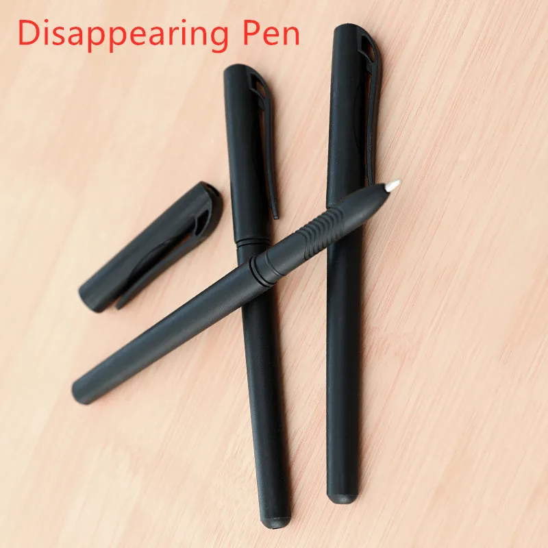 Волшебная ручка невидимые чернила медленно исчезают автоматически исчезают практическая ручка прозрачная ПП ручка синие чернила Шутка игрушки шутка реквизит - Цвет: 2pc Black Pen