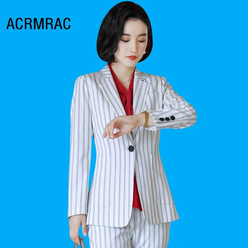 

Women suits Slim autumn stripe jacket Pants 2-piece set OL Formal Women pants suits Woman set suits 9338