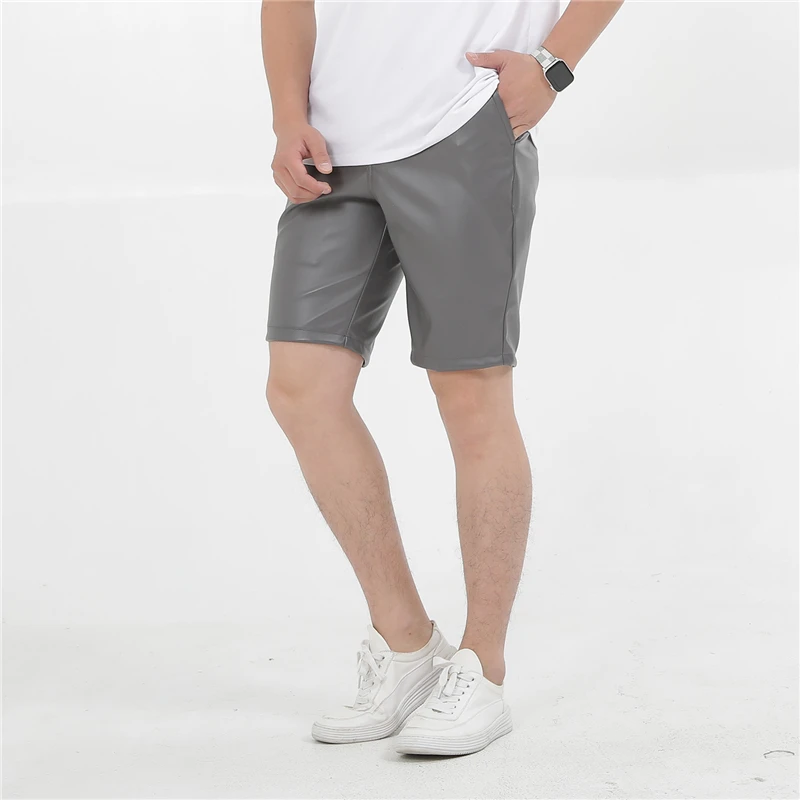 Summer Leather Shorts Men Fashion Brand Boardshorts Male Casual Shorts Comfortable Plus Size Mens Elastic Outerwear Khaki Shorts mens casual shorts