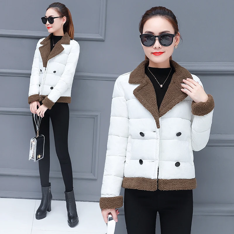 Voobuyla/осенне-зимнее хлопковое пальто для женщин, Тонкая зимняя верхняя одежда с воротником-стойкой, короткая стеганая куртка, толстые теплые парки с хлопковой подкладкой