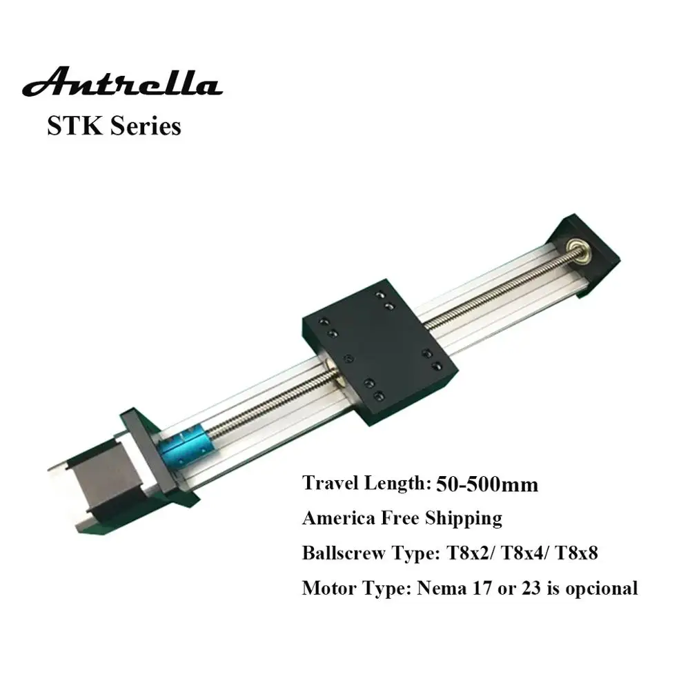 Шариковый винт Antrella T8x2 линейный направляющий скользящий модуль памяти Привод серии STK, с мотором 57, Nema 23, для X, Y, Z, CNC