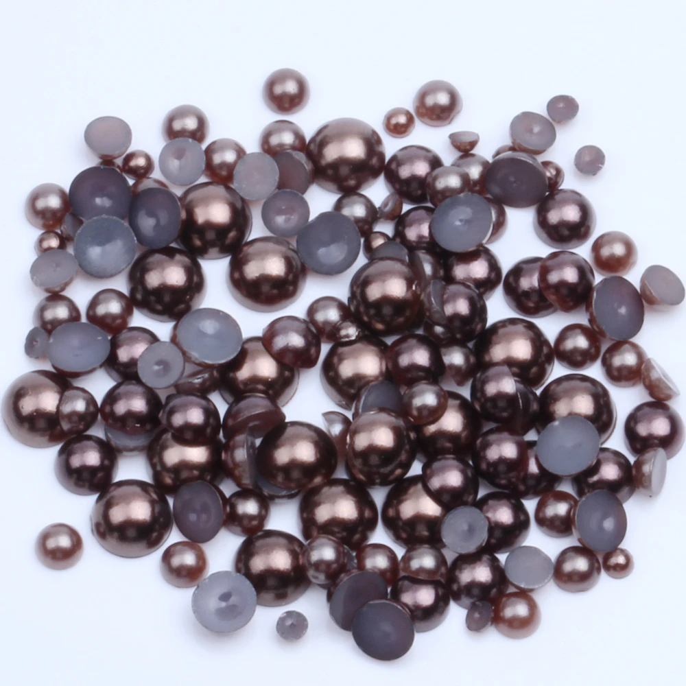 2 12 мм и смешанные размеры темно кофейные полукруглые бусины с имитацией жемчуга