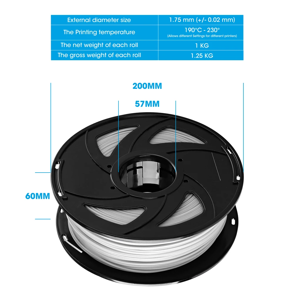 XVICO 3D PLA нить принтера, точность измерения+/-0,03 мм, 1 кг катушка(2.2lbs), 1,75 мм для печати