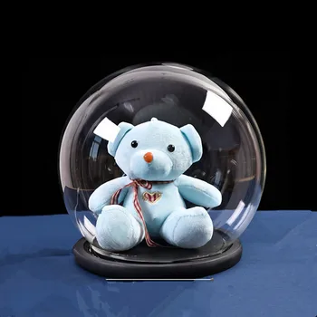 

4sets/pack Diameter=12cm Round Shaped Glass Dome Vase Black Base Glass Cover Home Decoration Friend Gift Wedding Decoration