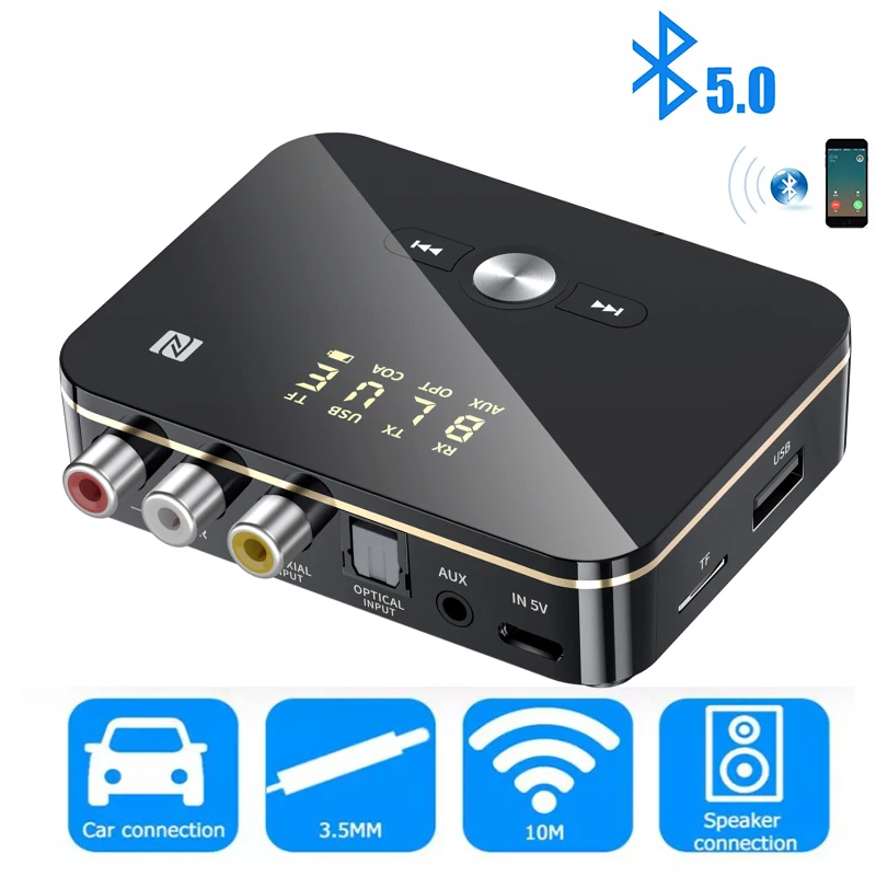 Bluetooth-совместимый аудиопередатчик 5 0 приемник RCA 3 мм AUX-разъем USB-ключ Музыкальный