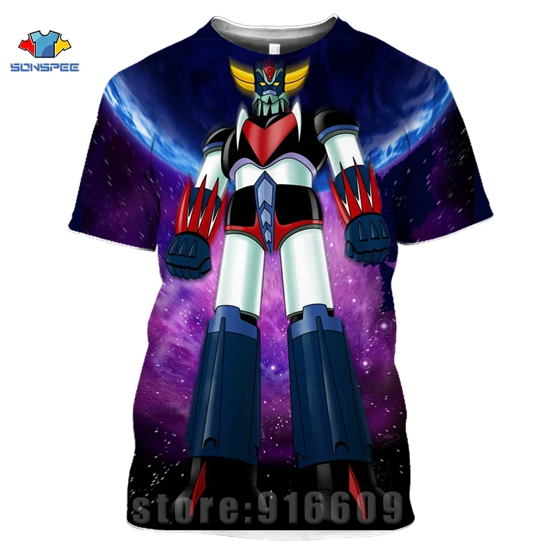 Футболка Mazinger Z для мужчин и женщин тенниска с 3D принтом японского робота аниме