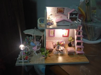 Кукольный дом DIY ручной работы деревянные сборные домики миниатюрный кукольный домик мебель набор большой светодиодный игрушки для детей Рождественский подарок A080
