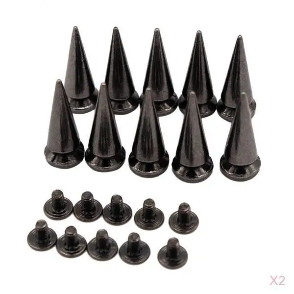 20 Sets 25mm Cone Screw Back Metal Studs Bags Leathercraft Rivets Black