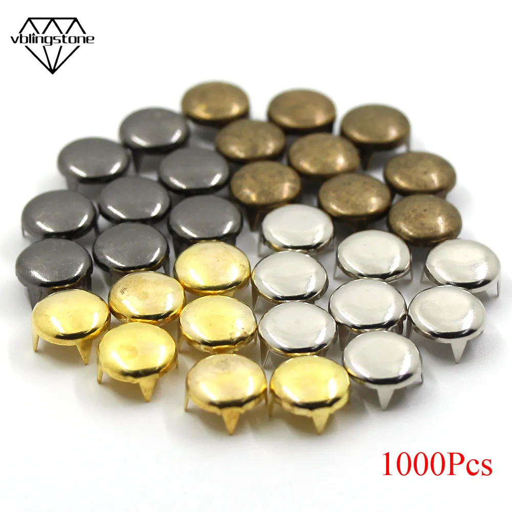 

1000Pcs Metal Studs Round 4 Claw Punk Rock Rivets For Clothes,Hat Jeans Rivet For Leather DIY Clothing Spikes GarmentAccessories