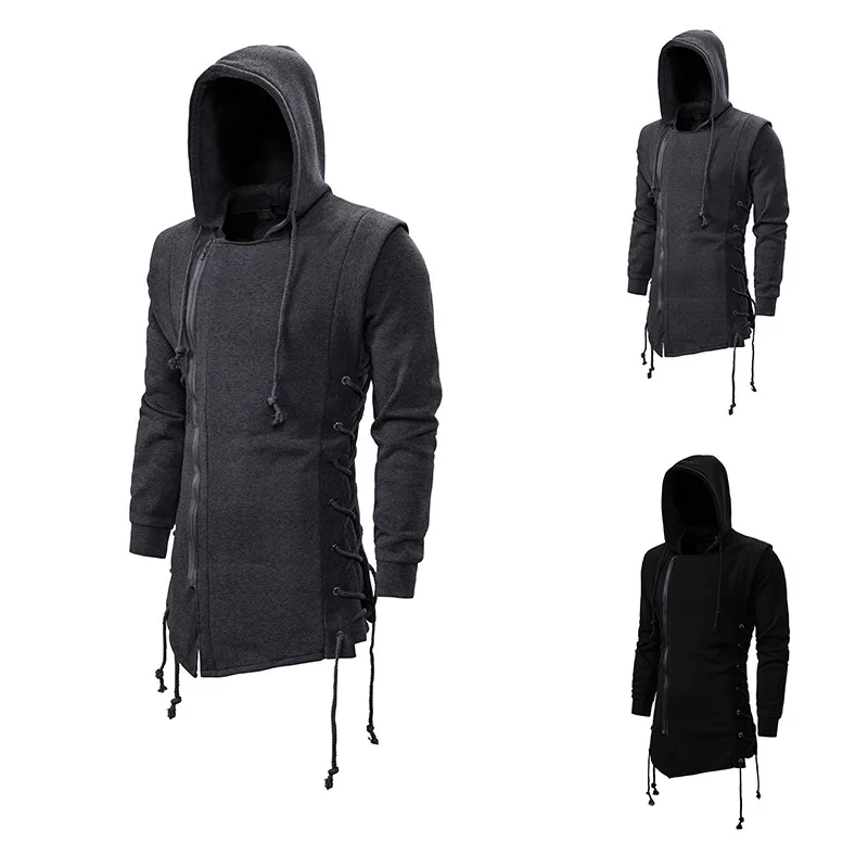 Assassin Creed Hoodies Men 2020 Fashion Hooded Loose Coat Zipper Hoodies with Side Lashing Crossed Plus Size Sweatshirt Men Assassin Creed Hoodies Men 2020 Fashion Hooded Loose Coat Zipper Hoodies with Side Lashing Crossed Plus Size Sweatshirt Men