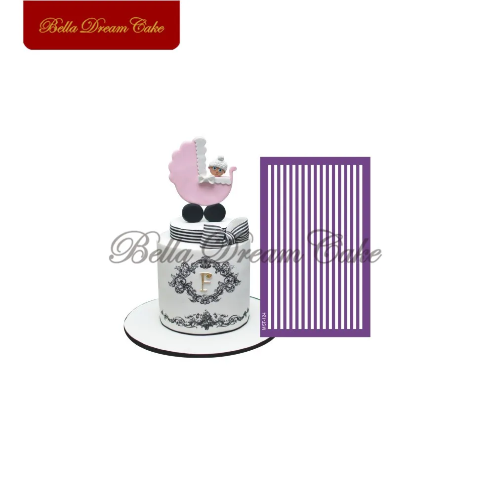 

Stripe Design Cake Stencil Fondant Sugarcraft Wedding Cake Mold Fabric Mesh Stencils Cake Mould Cake Decorating Tool Bakeware