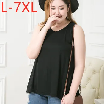 

New 2020 summer ladies plus size tank tops for women large sleeveless loose elastic black camisole top 3XL 4XL 5XL 6XL 7XL
