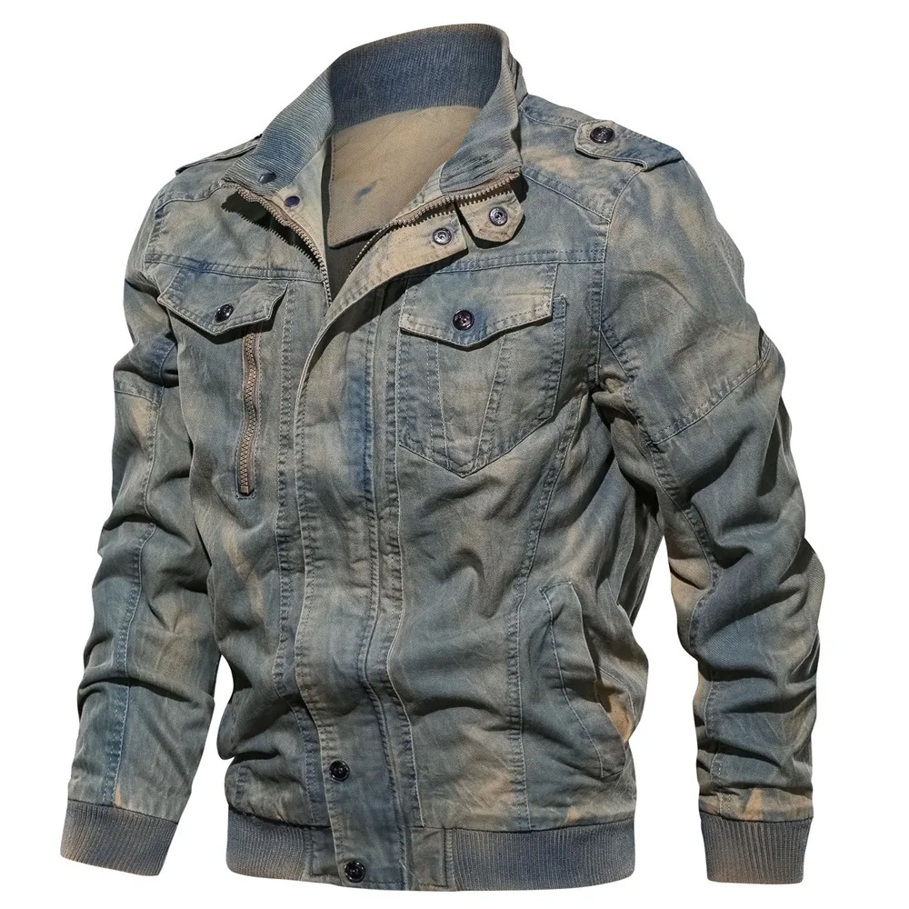 

Spring And Autumn Men Fashion Washed Denim Jacket Large Size European And American Jacket Male