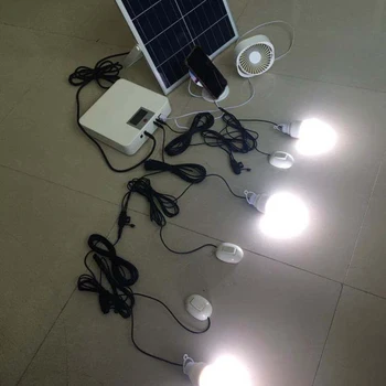 

Wall Mountable Solar Powered Panel Led Lighting System 3/4 Bulbs Outdoor Birghtness Controlled by APP USB Port