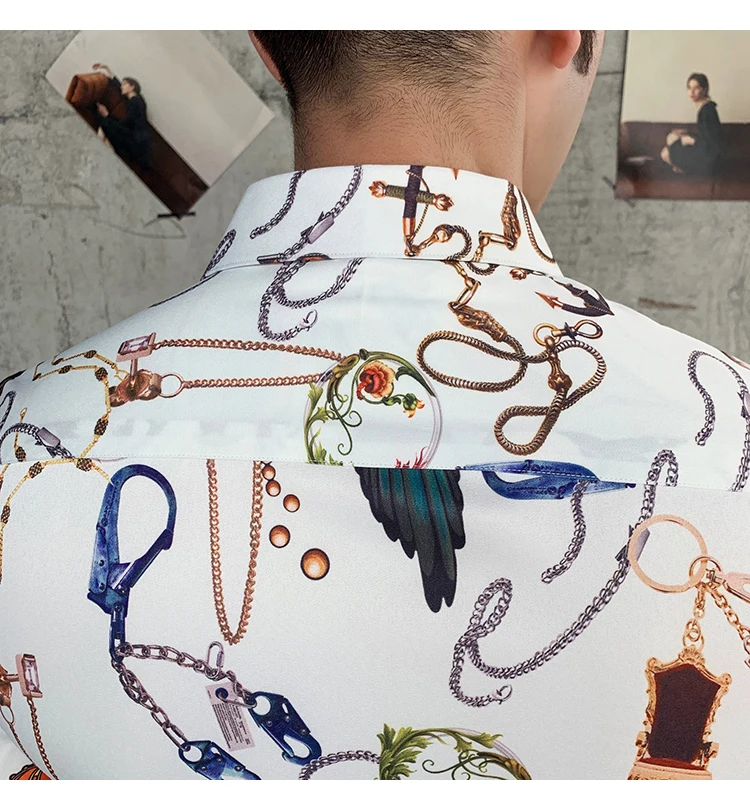Брендовая мужская рубашка с коротким рукавом Camisa, модная повседневная приталенная рубашка, летняя Дизайнерская одежда для клубной вечеринки, выпускного вечера