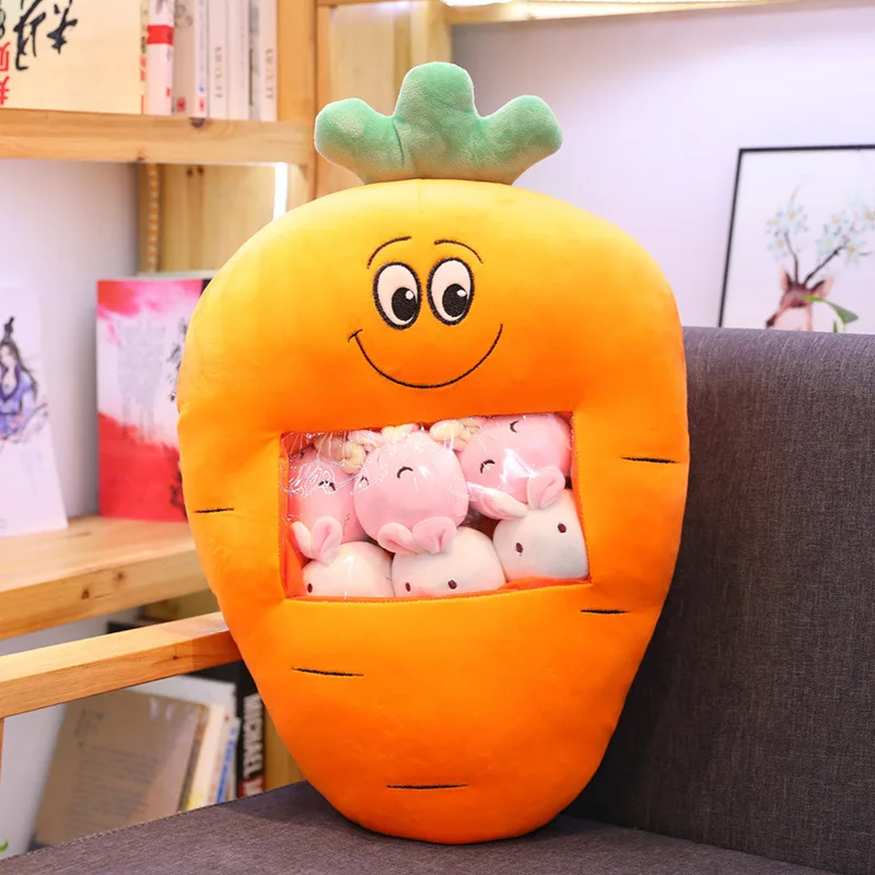 

Cute big bag of pudding bunny doll creative snacks carrot pillow girl heart doll plush toy