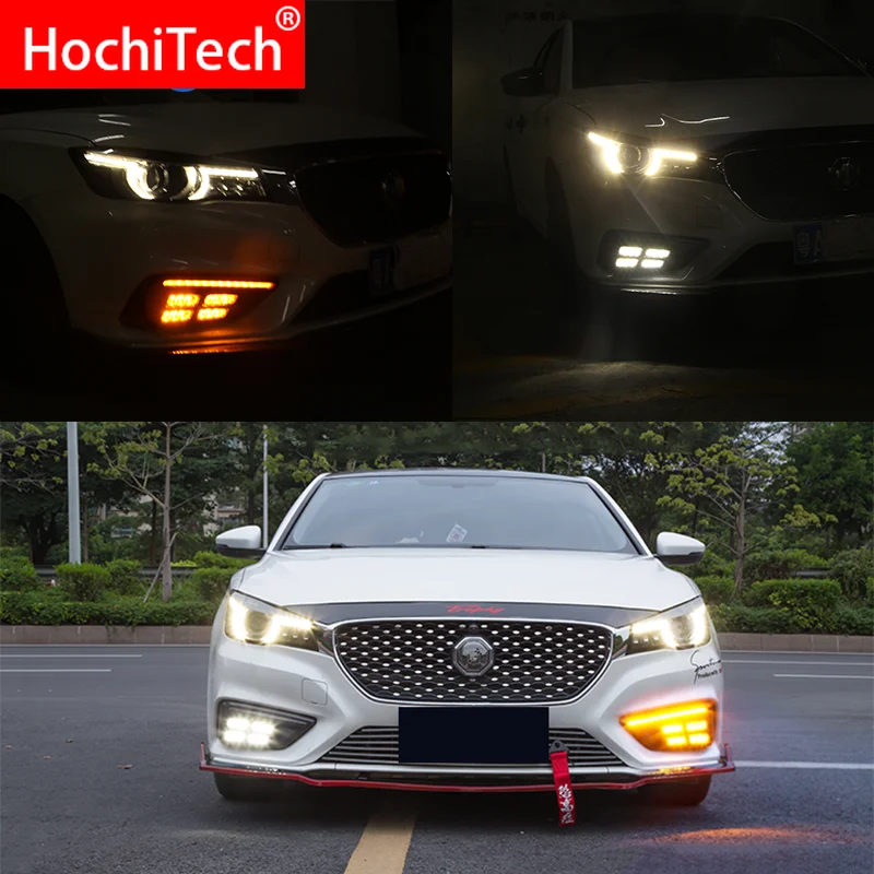 For MG MG6 2017-2019 LED Daytime Running Light  Yellow Turn Signal Function 12V Car DRL Fog Lamp Decoration