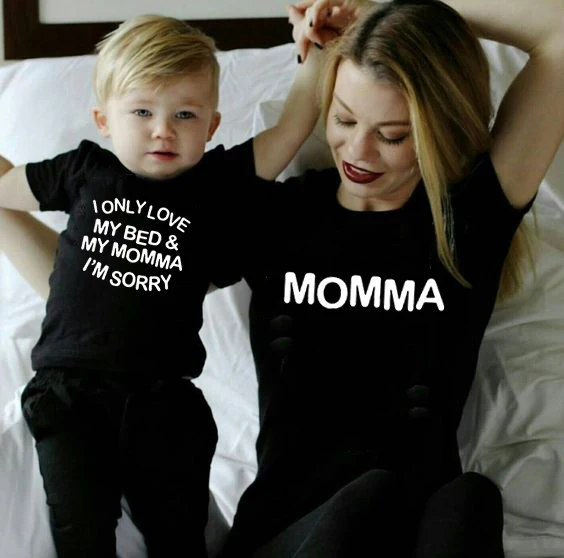 1 предмет футболка с надписью I Only Love My Bed &amp Momma I'm Sorry Mommy and Me футболки для мамы и