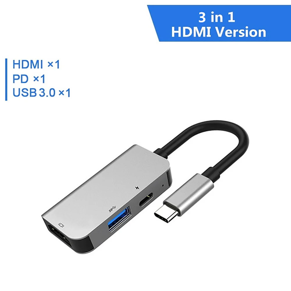 Usb type C 3,0 хаб для HDMI 4 K/8 k RJ45 LAN VGA PD 100W питания Thunderbolt 3 совместимый tipo c для устройств разветвитель Hab - Цвет: 3in1 HDMI