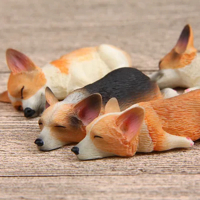 

Anime Figure 5cm Mini Dog Decorative Toy Cute Sleeping Corgi 2PCS/SET Decor For Desktop Potted plant Car Decor