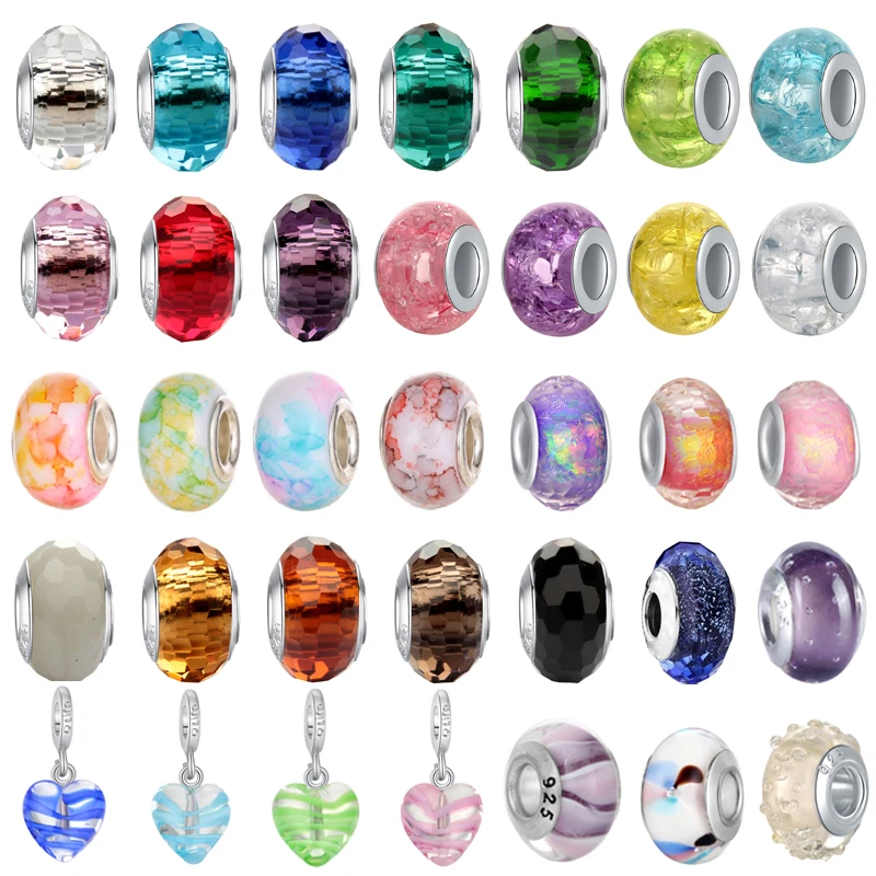 New Colorful Clear Sparkling Murano Glass Beads Fit Original Pandora Charms Silver Color Bracelets Women DIY Jewelry Accessories | Украшения