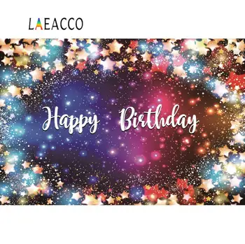 

Laeacco Colorful Shiny Star Golden Happy Birthday Party Baby Newborn Photo Background Photography Backdrop For Photo Studio