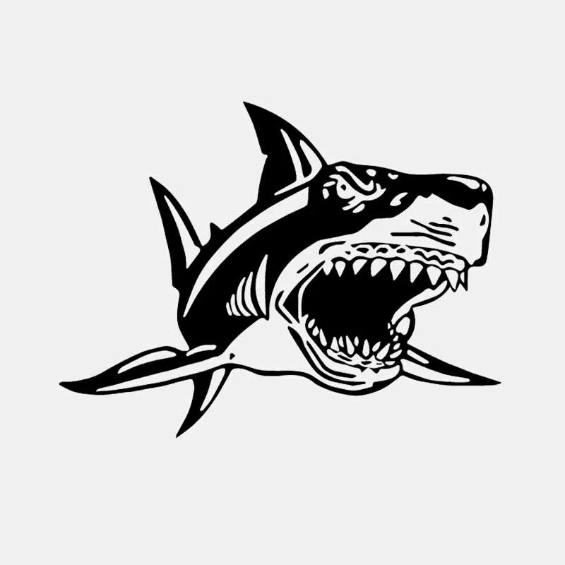 Car Sticker PVC Decal Angry Shark Fish Teeth Marine Decoration Creative Cover Scratch Black/white 16cm*12cm | Автомобили и