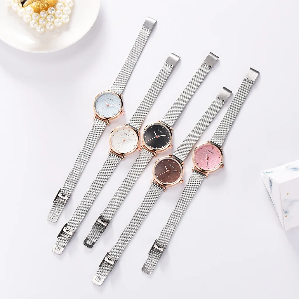 

2019 Hot Sales Korean-style Stylish Compact Delicacy Student Watch Diamond Set Measuring Mesh Belt Quartz Watch