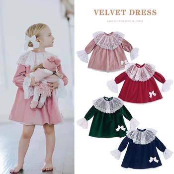 

Pre-sale 2020 BEN Autumn and Winter New Girls Velvet Jumpsuit Princess Party Dress Lace Cake Dress