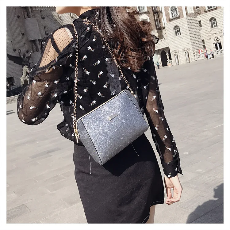Модная сумка с блестками новая Корейская версия дикого железного бренда маленькая сумка на плечо