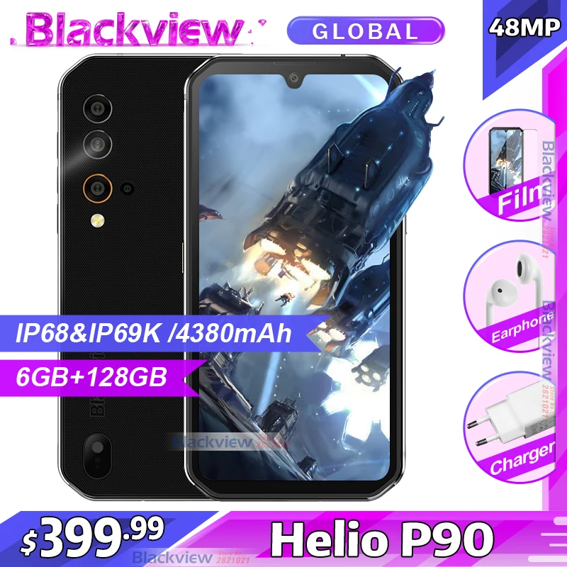 Смартфон Blackview BV9900E 6 + 128 ГБ IP68 водонепроницаемый экран 5 84 дюйма Helio P90 восемь ядер 48