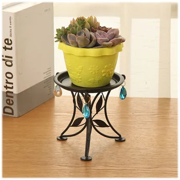 

Wrought Iron Mini Plant Stand Flower Pot Holder Garden Pots & Planters- Black