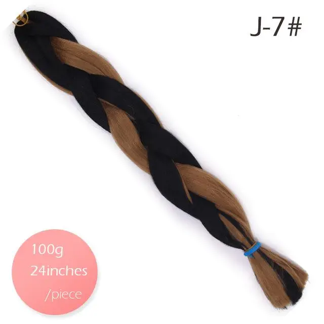 24 дюйма длинные прямые красочные огромные волосы крючком косички Омбре плетение волос африканские синтетические волосы для наращивания - Цвет: J-7