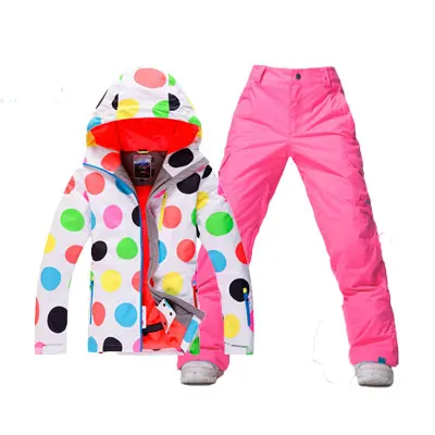 WITH PINK PANTS Gsou Snow/лыжи костюм Для женщин Водонепроницаемый Сноубордическая куртка+ лыжные штаны для девочки Одежда для катания на лыжах зимняя Для женщин Лыжный спорт лыжная куртка+ брюки для девочек зимние уличные - Цвет: WITH PINK PANTS